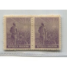 ARGENTINA 1911 GJ 328b PAREJA DE ESTAMPILLAS NUEVAS CON GOMA VARIEDAD CON Y SIN FILIGRANA U$ 6